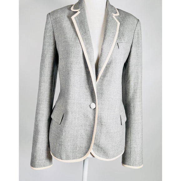 Theory Womans Blazer Wool Blend Gray Cream White RN 98406 - Picture 10 of 13